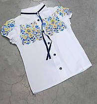 Блузка з коротким рукавом і сублімацією для дівчаток  р. 116-134 квіти 5