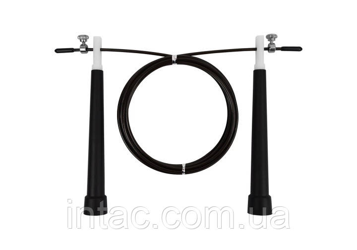 Швидкісна скакалка EasyFit Speed Cable Rope 3 м зі стальним тросом чорна, фото 1