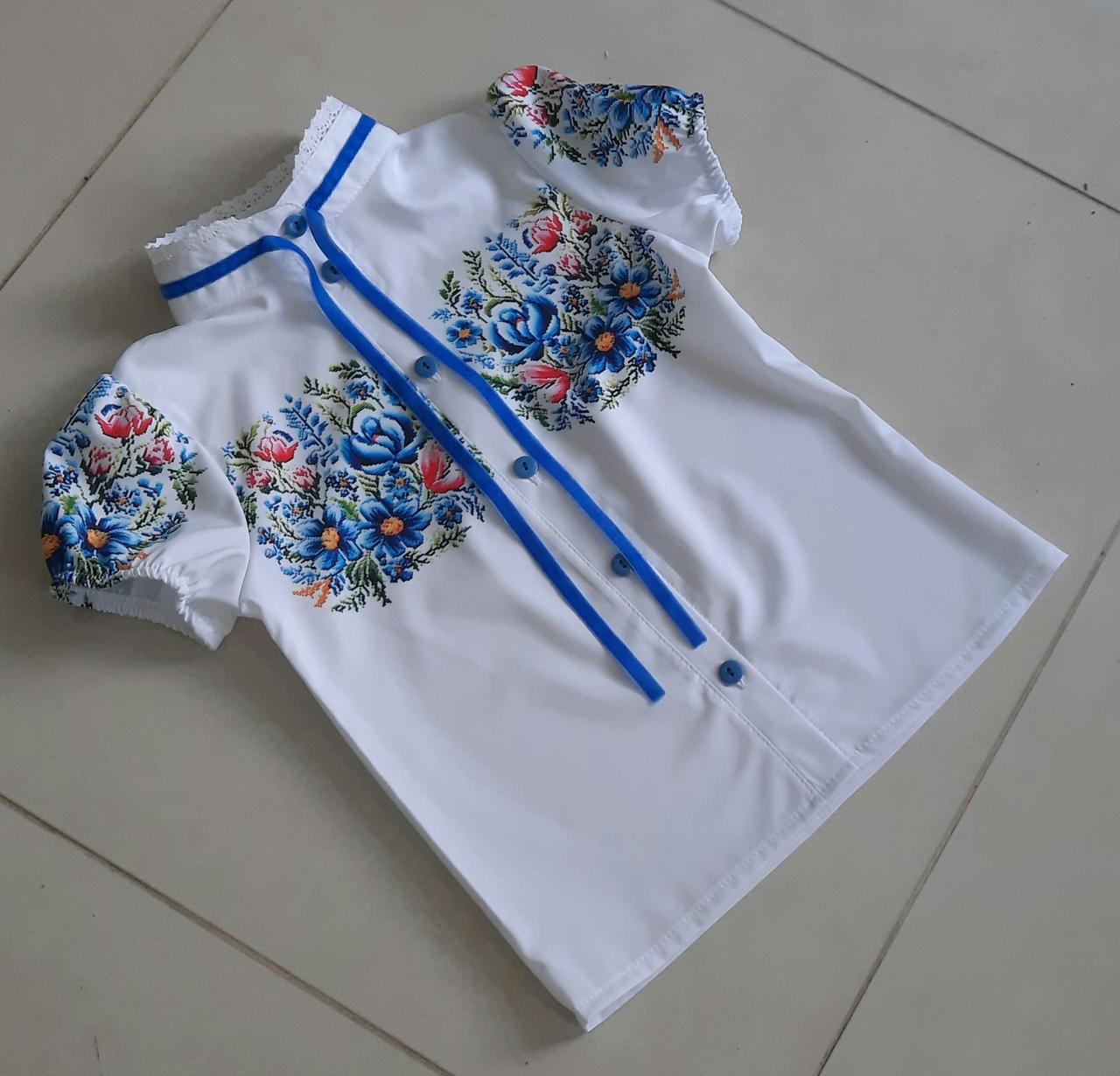 Блузка з коротким рукавом і сублімацією для дівчаток р. 116-134 квіти 6