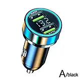 Автомобільний ЗУ з вольтметром для телефонів 2хUSB швидка зарядка QC3.0 QC4.0 з підсвічуванням, фото 3