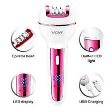 Епілятор для тіла VGR V-732, 3 в 1 pink, електробритва, епілятор, шліфування ступнів, бездротовий, з підсвічуванням, фото 2