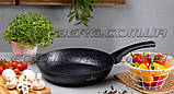 Велика глибока сковорідка 20 см 1.1 л із кришкою Edenberg EB-7452 Сковорода з мармуровим антипригарним покриттям, фото 5