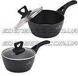 Ківш з антипригарним покриттям мармуровим 16 см 1.3 л Edenberg EB-3329 Сотейник із кришкою скляної Червоний, фото 7