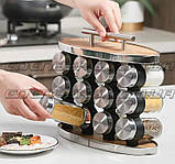 Набір для спецій на підставці 12 ємностей із неіржавкої сталі Edenberg EB-18003 Набір банок для спецій, фото 4