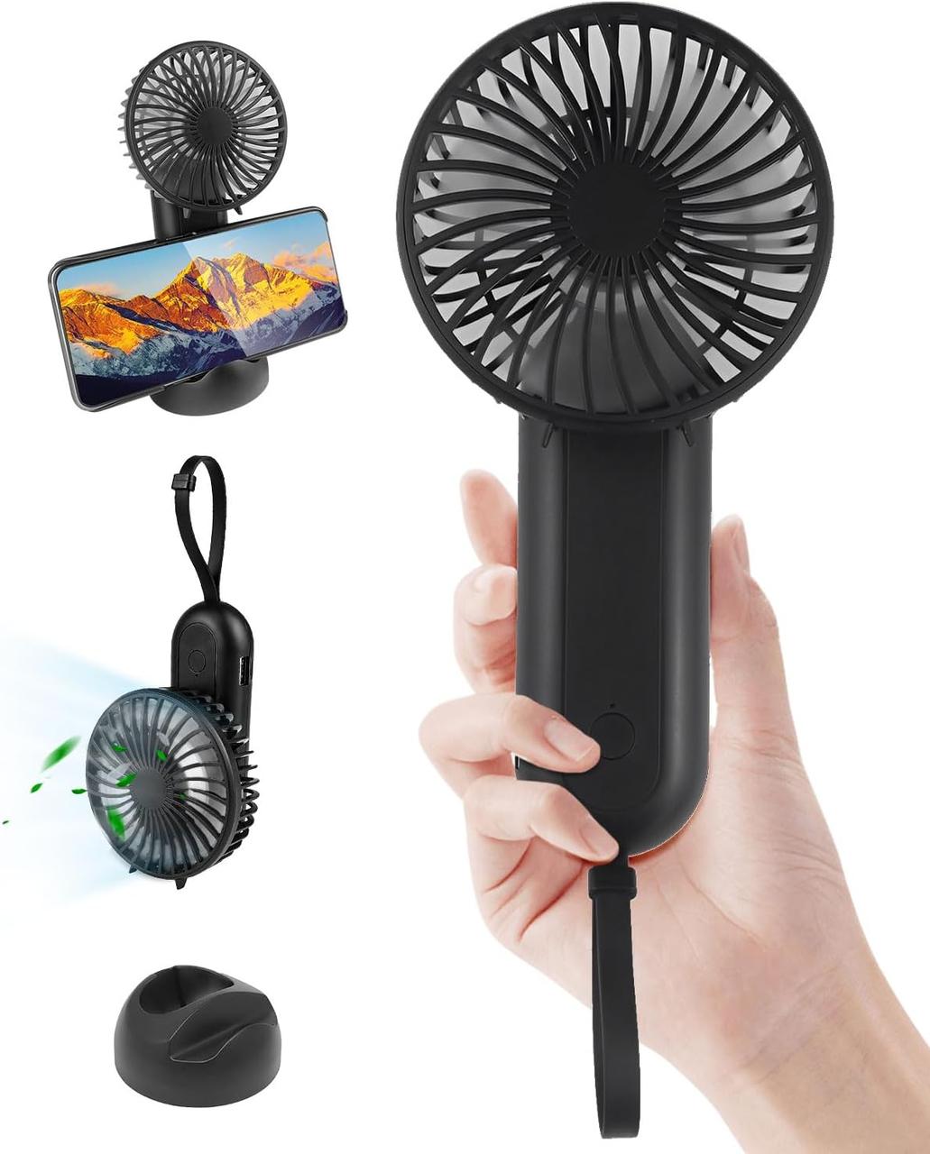 Сток без підставки KALAHOL 6000mAh Mini Handheld Fan 6-20H, 4-швидкісний USB-ручний вентилятор, 180° складаний, батарея, фото 1
