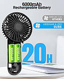 Сток без підставки KALAHOL 6000mAh Mini Handheld Fan 6-20H, 4-швидкісний USB-ручний вентилятор, 180° складаний, батарея, фото 3