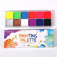 Масляний флуоресцентний грим - 12 кольорів - Яскраві фарби Nukolo для свята: FC1208, фото 2