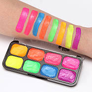 Флуоресцентний аквагрим: 8 кольорів, пензлик - NUKOLO професійні фарби: NK-8002, фото 4