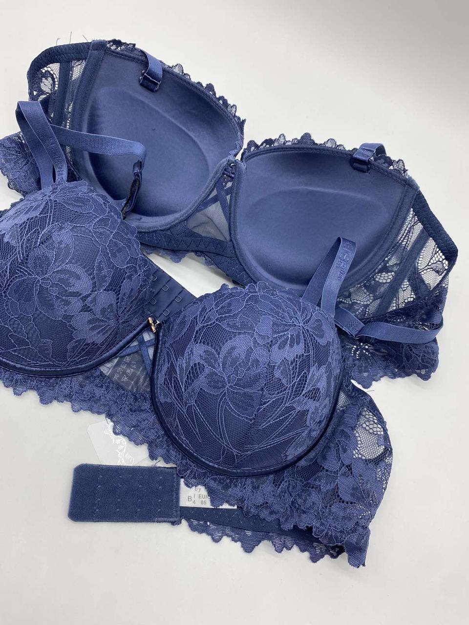 Бюстгальтер мереживний синій BIWEIER чашка C PushAp 85887-8, фото 1