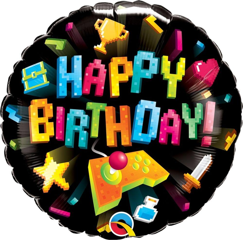 Qualatex 18"Happy Birthday Геймер Куля фольгований З Днем народження — В УП