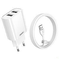 Зарядний пристрій Remax Jane Series 2.1A Dual USB Charger Set RP-U35 Type-C біле