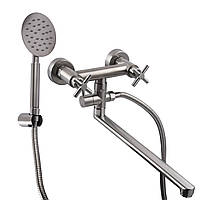 Змішувач для ванни Globus Lux DUKAT SD4-108 нержавіюча сталь двовентильний гусак 35 см