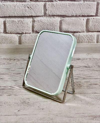 Пластикове прямокутне дзеркало двостороннє з металевими ніжками (м'ятний), фото 1