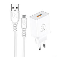 Зарядний пристрій WUW-T66 2A USB-Type-C біле