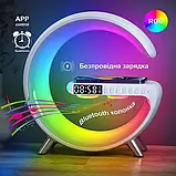 Оригінальна велика настільна смарт лампа-нічник G-Smart Light Sound Machine RGB 15W з бездротовою зарядкою і Bluetooth-колонкою, фото 3
