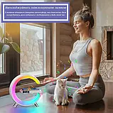 Оригінальна велика настільна смарт лампа-нічник G-Smart Light Sound Machine RGB 15W з бездротовою зарядкою і Bluetooth-колонкою, фото 9