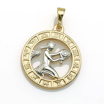 XUPING Кулон Позолота+Родій Знак зодіаку "Діва" Висота 2.8см, Ширина 2см