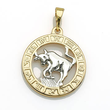 XUPING Кулон Позолота+Родій Знак зодіаку "Телець" Висота 2.8см, Ширина 2см