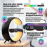 Багатофункціональна велика настільна лампа нічник Smart Light Sound Machine 9 в 1 з безпровідною зарядкою 15W смарт нічник, фото 7