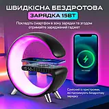 Багатофункціональна велика настільна лампа нічник Smart Light Sound Machine 9 в 1 з безпровідною зарядкою 15W смарт нічник, фото 5