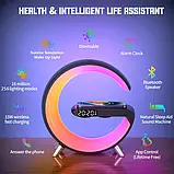 Багатофункціональна велика настільна лампа нічник Smart Light Sound Machine 9 в 1 з безпровідною зарядкою 15W смарт нічник, фото 3
