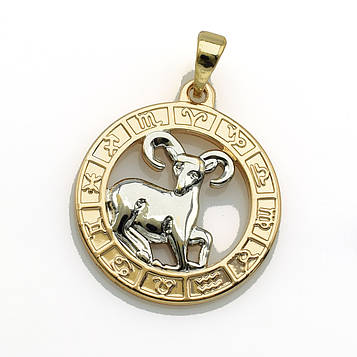 XUPING Кулон Позолота+Родій Знак зодіаку "Овен" Висота 2.8см, Ширина 2см