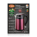 Дисковий електрочайник 2 л Електричний чайник із неіржавкої сталі BITEK BT-7871 1850 Вт Червоний, фото 6