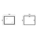 Дзеркало Lidz Kubis 1000х800 з LED-підсвічуванням Touch, з антизапотіванням, з димером, рег. яскравості, фото 2