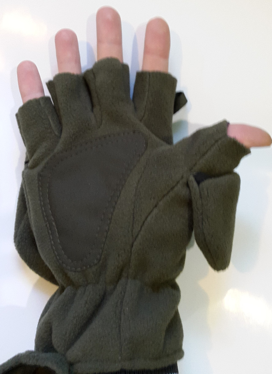 Перчатки-варежки зимние Олива (флис+ткань) - фото 2 - id-p430213540