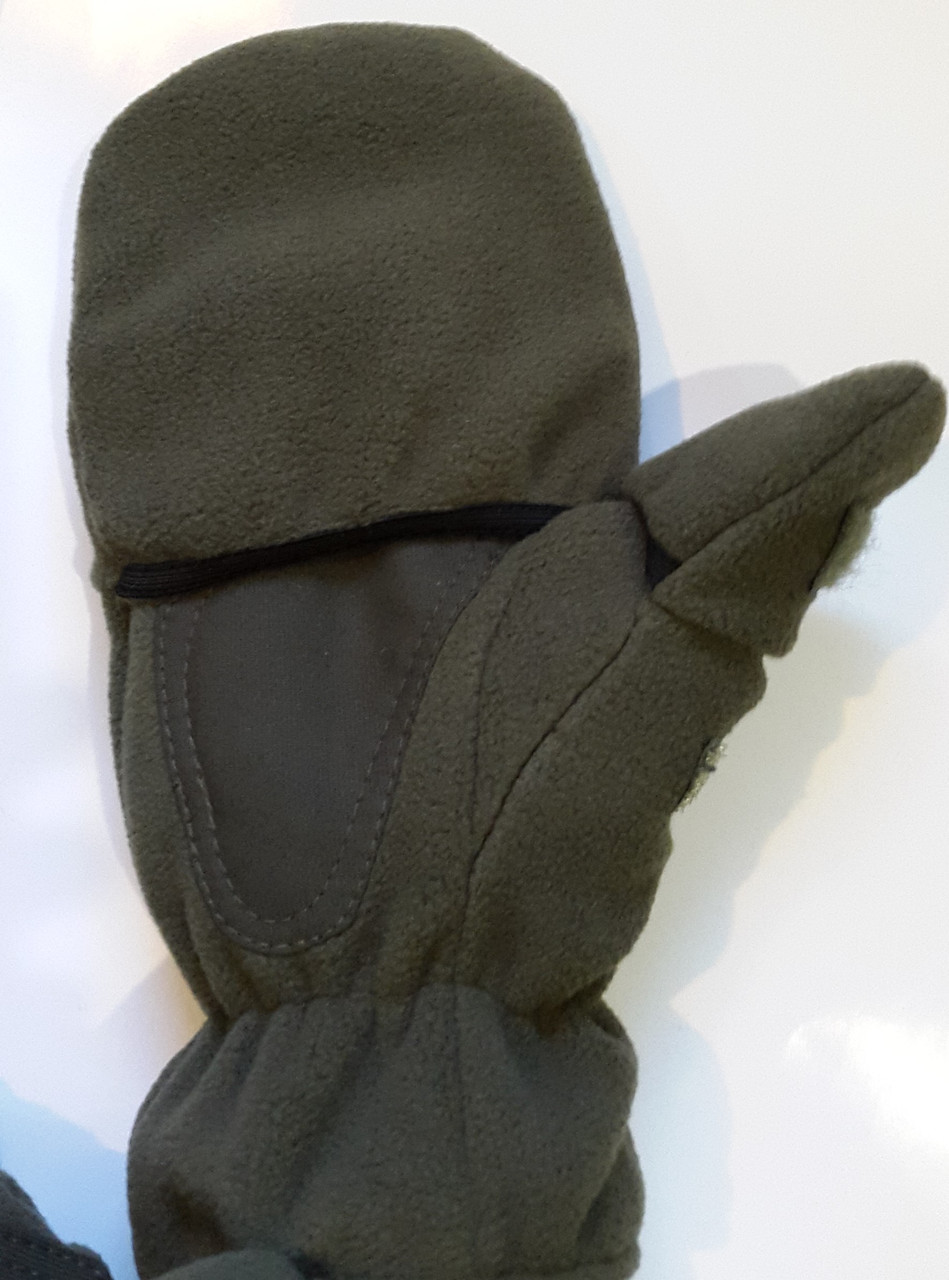 Перчатки-варежки зимние Олива (флис+ткань) - фото 3 - id-p430213540