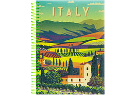 Блокнот А5 80 арк спіраль клітинка пластик обкл Travelling: ITALIA