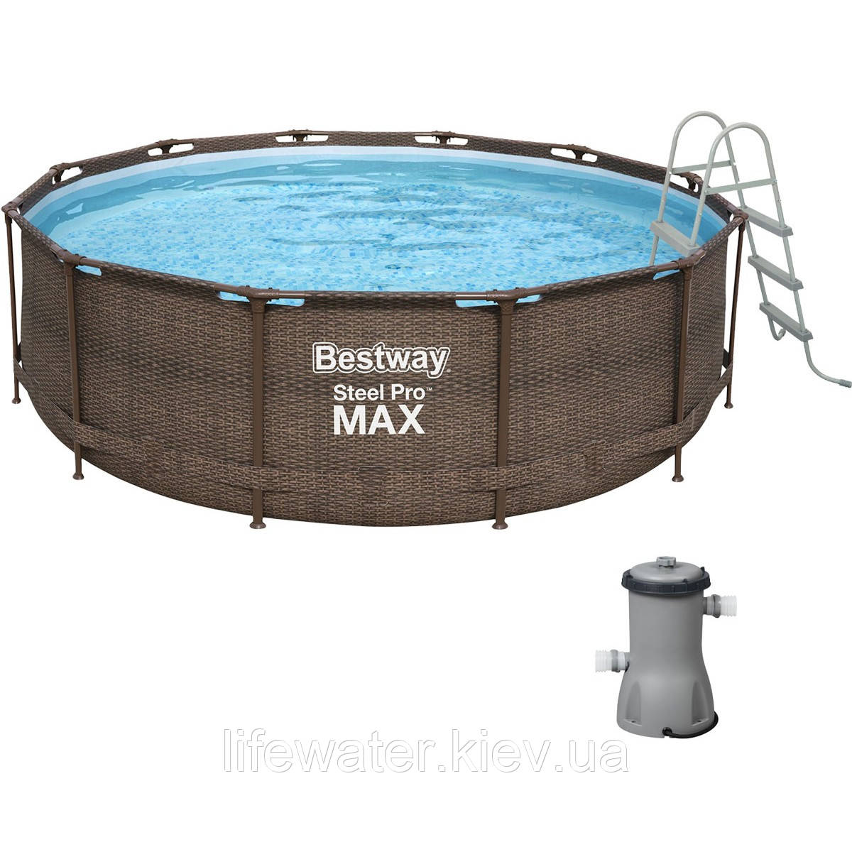 Bestway Каркасний басейн Bestway Ротанг 56709 (366х100 см) з картриджним фільтром та драбиною
