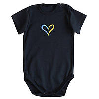 Дитяче патріотичне боді чорне з вишитим сердечком