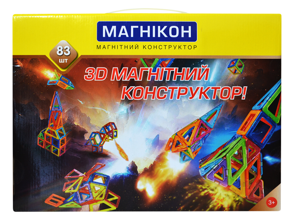 3-D магнітний конструктор МАГНІКОН в картонній коробці 83 дет. МАГНІКОН (МАГНИКОН) МК-83