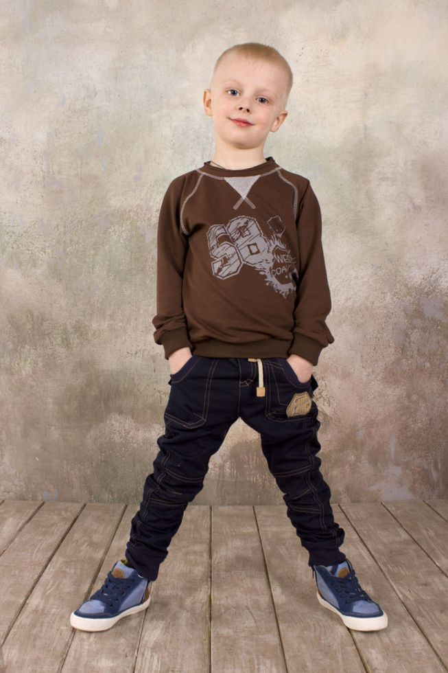 Штани для хлопчика джинсового типу 4-8 років, р. 98-128 ТМ Модний карапуз Синій 03-00572
