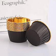 Паперові форми «З бортиком» 50х40 мм (50 шт.) чорний з золотом