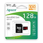 Карта пам'яті MicroSDHC 128GB UHS-I Class 10 Apacer + SD adapter (AP128GMCSX10UB-R), фото 3