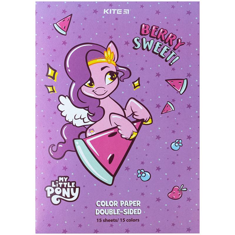 Набір кольорового двостороннього паперу Kite My Little Pony 15 кольорів А4 LP24-250, фото 1