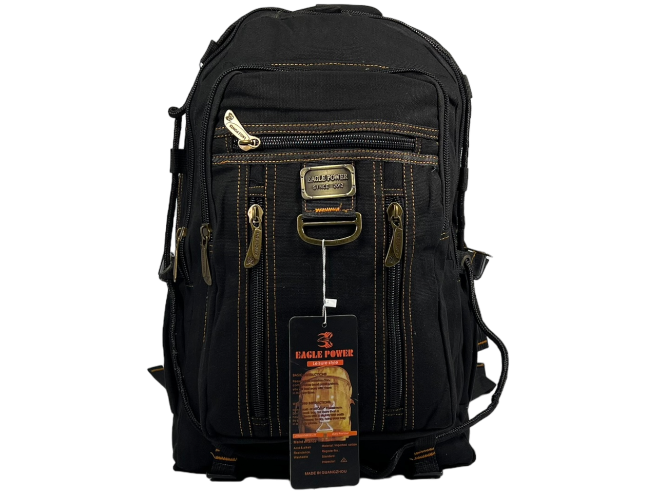 Брезентовий міський рюкзак, міцний, 30 л, одне основне відділення, фронтальні кишені, чорний, фото 1