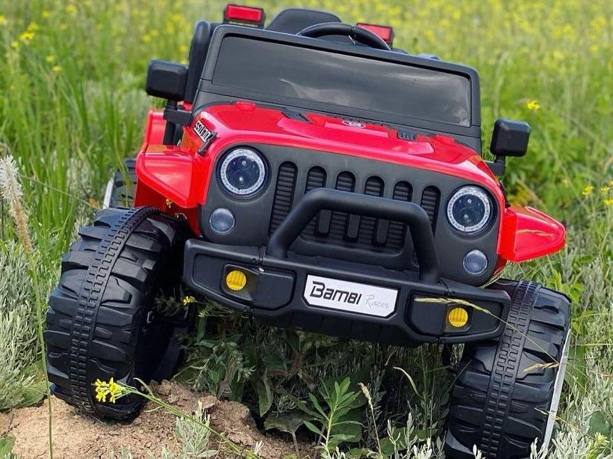 Дитячий електромобіль на акумуляторі джип Jeep M 4282 з пультом радіокерування для дітей 3-8 років червоний