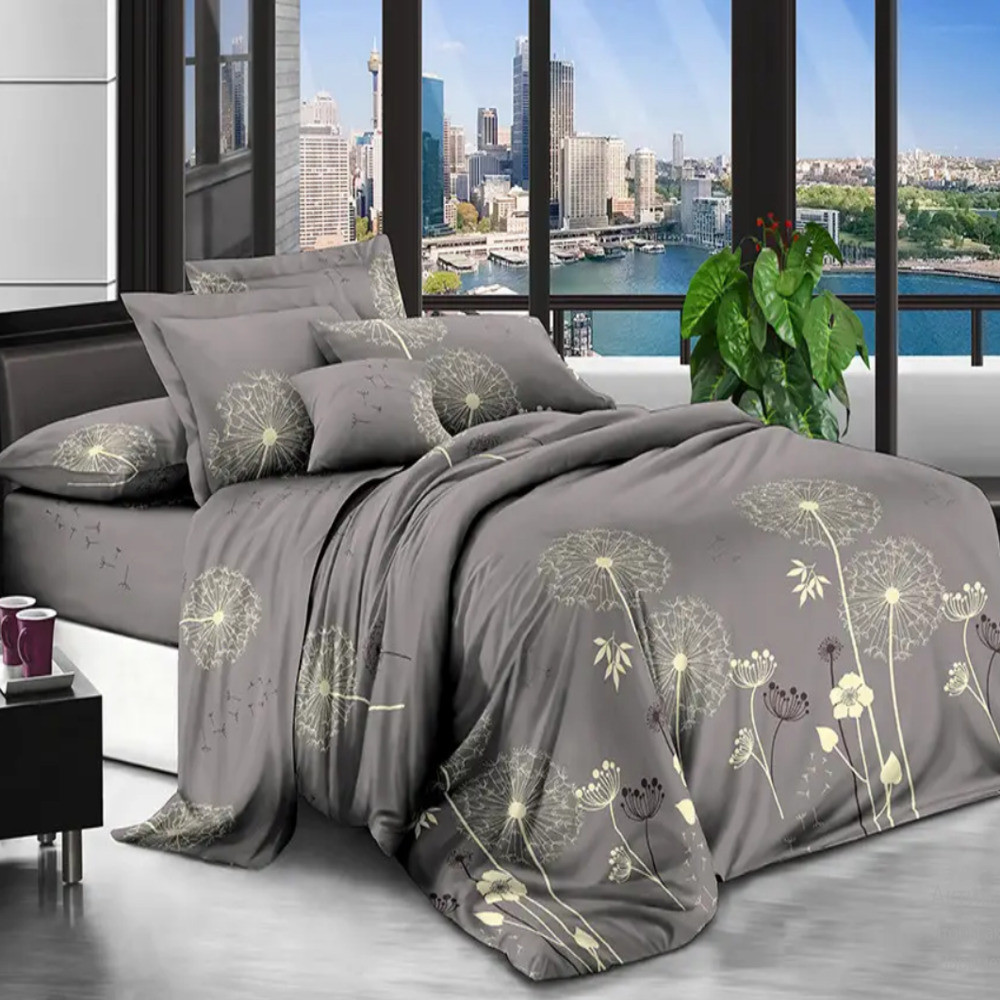 Двоспальна постільна білизна Кульбаби 180*220 (20167) Бязь бавовна поліестер, фото 1