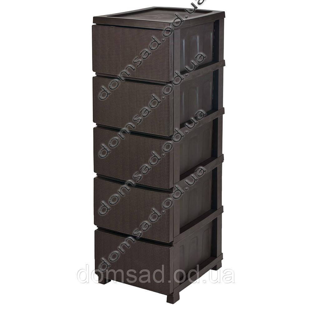 Комод пластиковий "Ротанг" 5 ярусів 106*43*34см, R-Plastic, коричневий