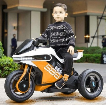Дитячий електро мотоцикл триколісний на акумуляторі Bambi M 5832 для дітей 2-6 років Жовтогарячий