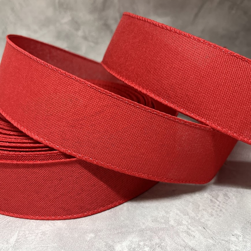 Стрічка мішковина 3,8 см, колір- червоний, метр, Червоний, фото 1