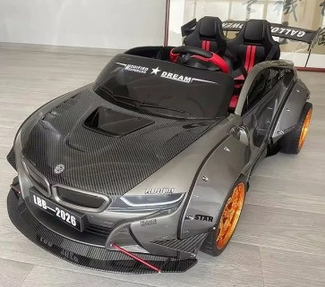 Дитячий електромобіль на акумуляторі двомісний BMW з пультом радіокерування для дітей 3-8 років Сірий