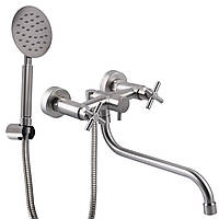 Змішувач для ванни Globus Lux DUKAT SD4-208L нержавіюча сталь двовентильний гусак 30 см