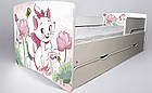 Ліжко для дівчинки Кішечка Марі з шухлядою на ламелях + захисний бортик, фото 5
