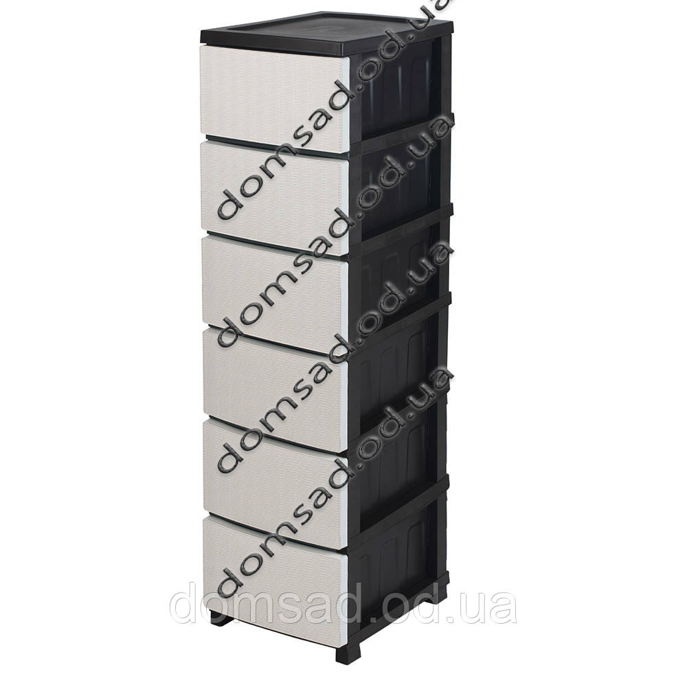 Комод пластиковий "Ротанг" 6 ярусів 126*43*34см, R-Plastic, бежевий
