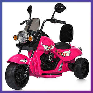 Дитячий електро мотоцикл триколісний на акумуляторі Harley-Davidson M 5739 для дітей 3-8 років Рожевий