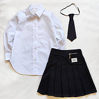 Шкільний костюм спідниця в складку та блуза сорочка з краваткою (128р)